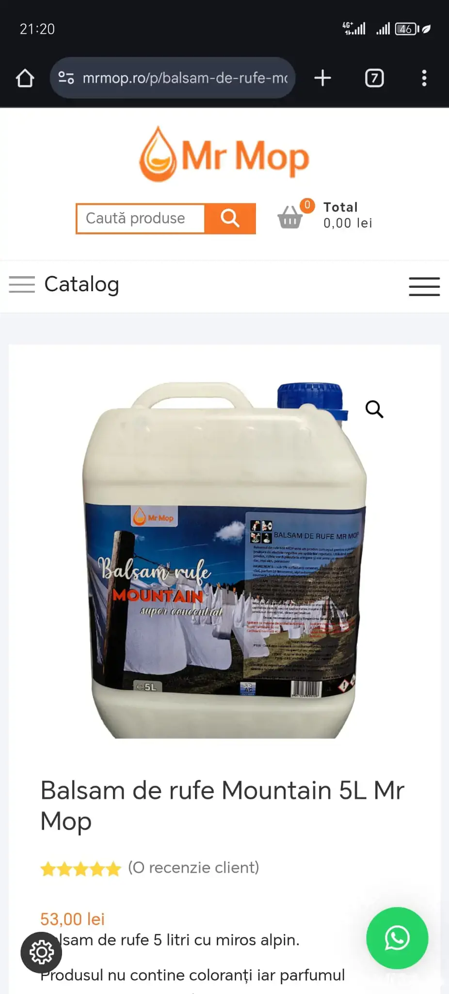 Balsam de rufe 5L   Detergent rufe 5L   Mr Mop 