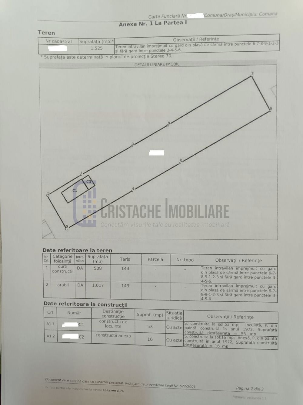 Teren 1525 mp._constructii existente: 69 mp._curent electric_Vlad Tepes-Comana