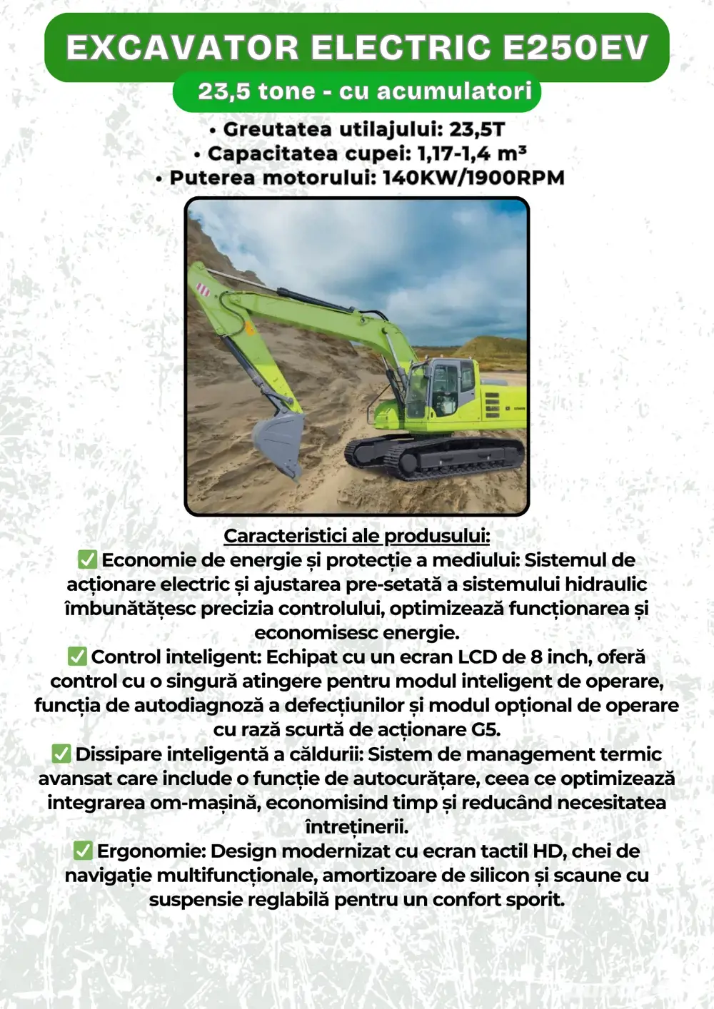 Utilaje electrice, excavator electric, incarcator electric, concasor mobil electric 