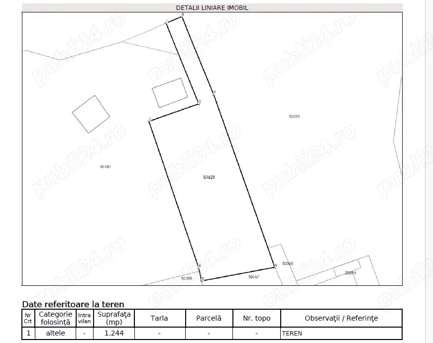 Teren intravilan 1.244mp - localitatea Doda Pilii