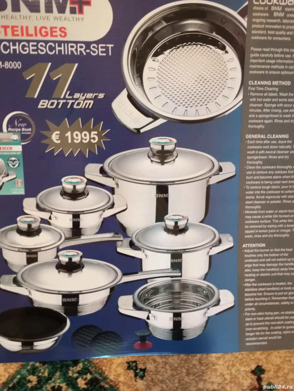 Vase de inox de cea mai bună calitate, fiind inox chirurgical. Acestea sunt de proveniență germană.