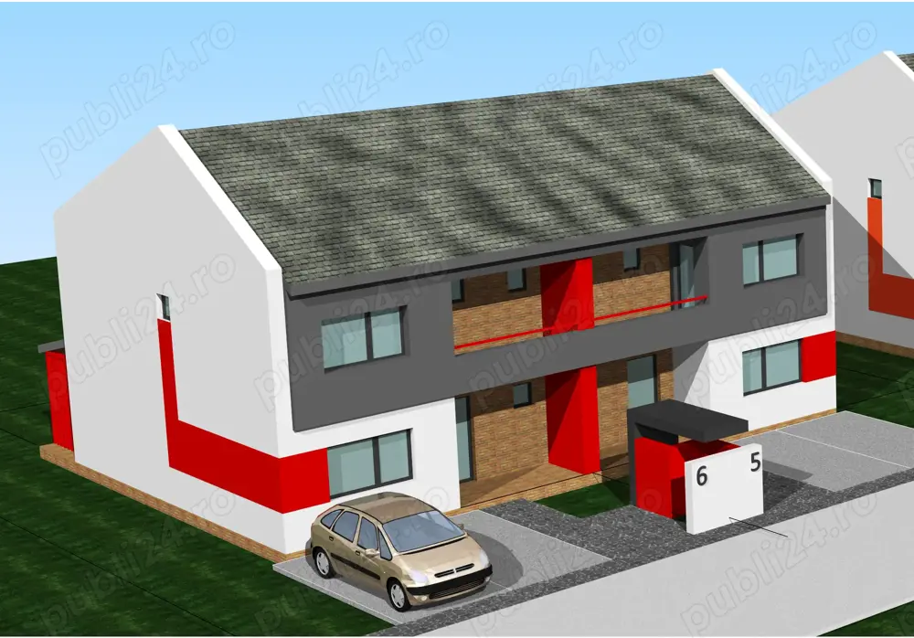 Zona str. Victoriei (str. Crizantemelor) - PROIECT NOU - case tip duplex, P+E, teren 360-442 mp