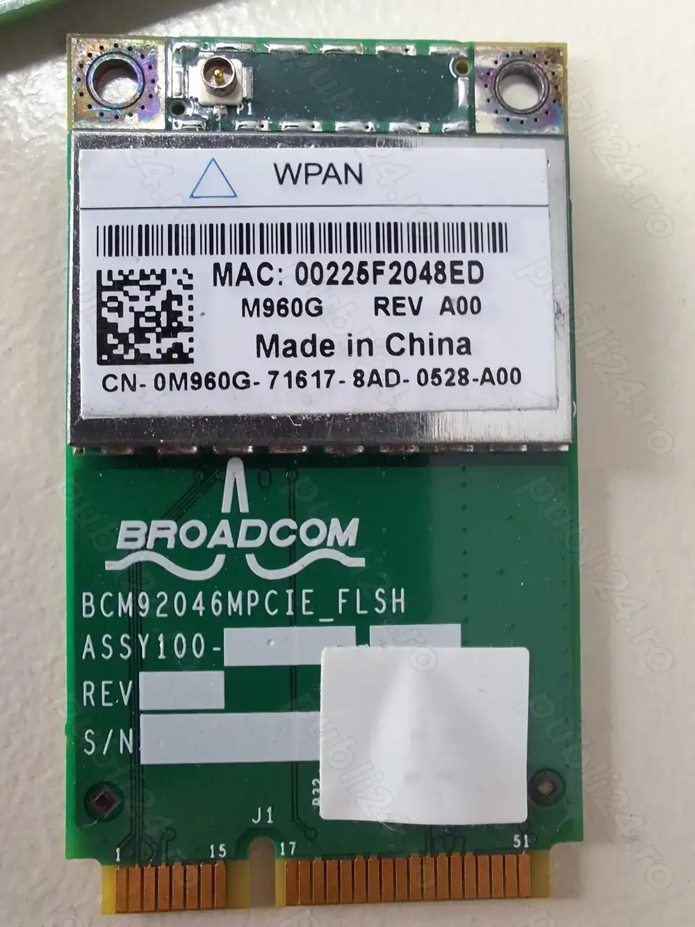 Dell M960G - Wireless 370 Broadcom WPAN Bluetooth PCI-E Card