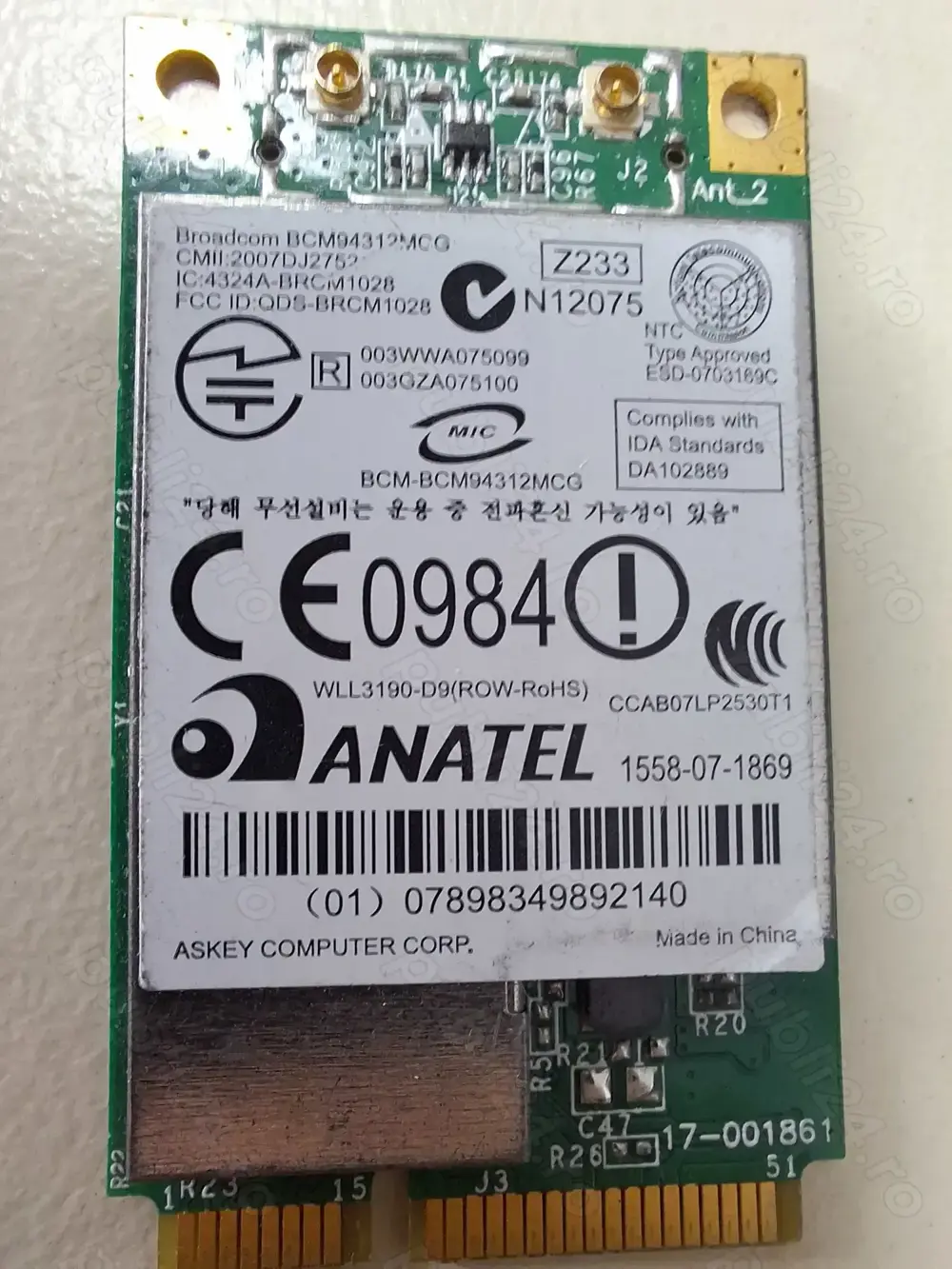 Atheros 2423 BG Mini PCI-E Wireless Wlan Wifi Card AR2423 AR5006EG AR5BXB61 802.11b g AW-GE740 2.4 G