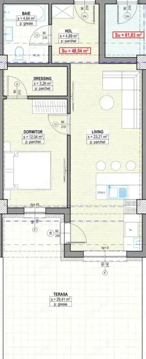 Apartament 2 camere, 48mp, cu terasa de 30 mp, plata la dezvoltator, Suceava