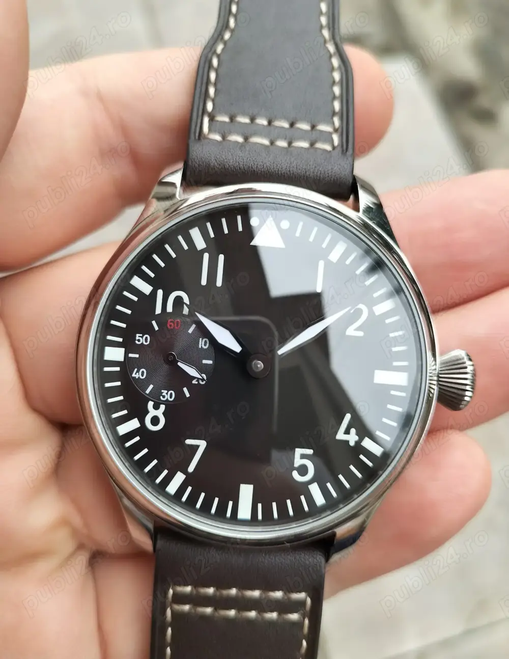Ceas Parnis Pilot Aviator 44 mm mecanic ETA Unitas 6497