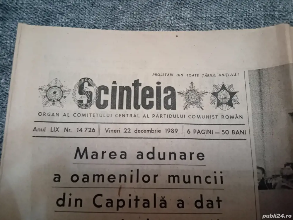 Ziar Scanteia din 22 decembrie 1989
