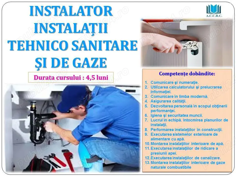 curs instalator tehnico-sanitare si gaz
