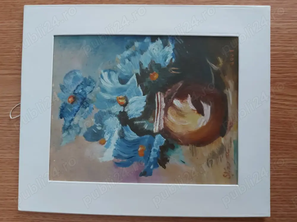 Tablou pictat manual - Vas cu flori (21x25 cm)