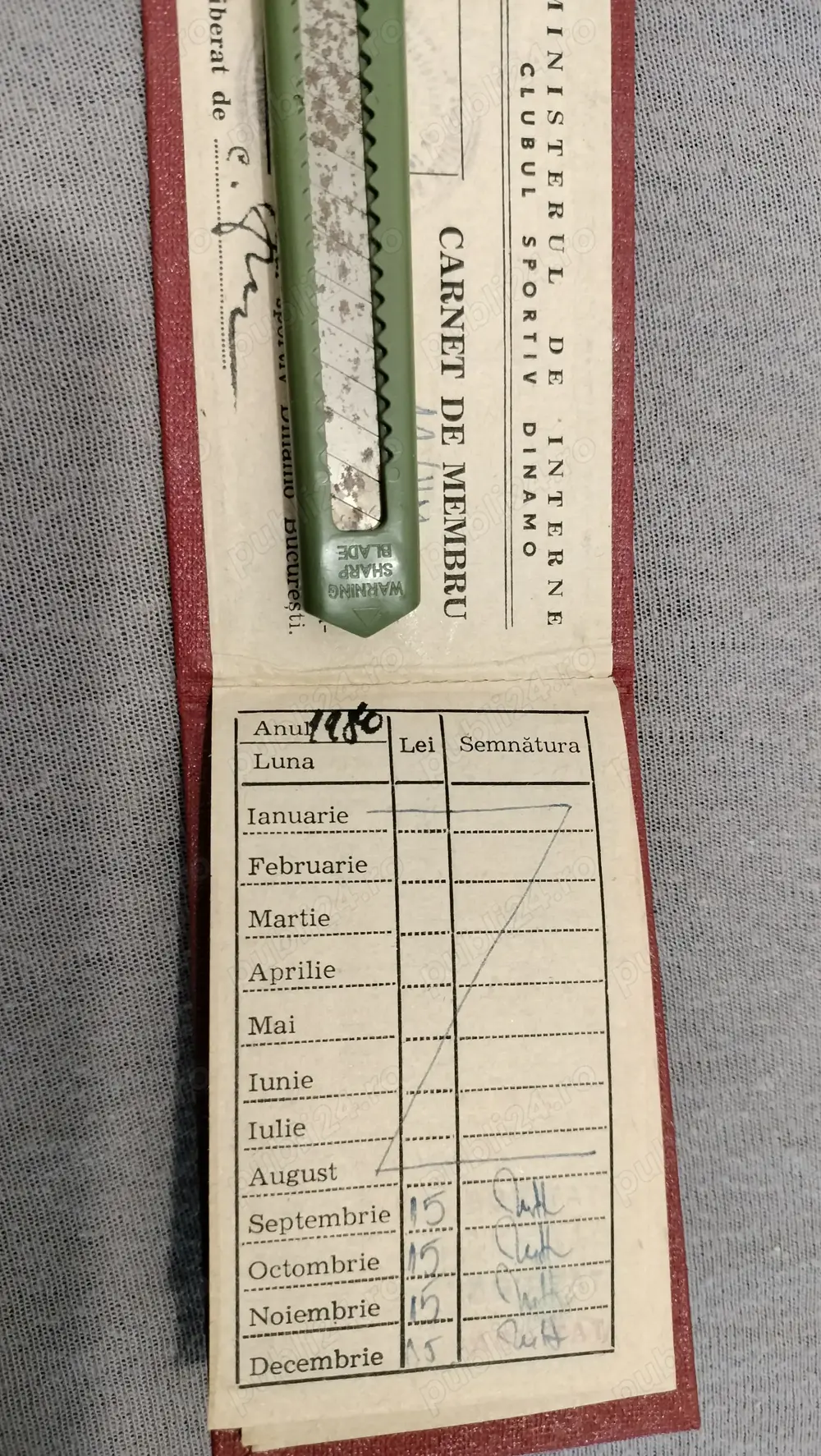 Carnet de membru Amicii clubului Dinamo 