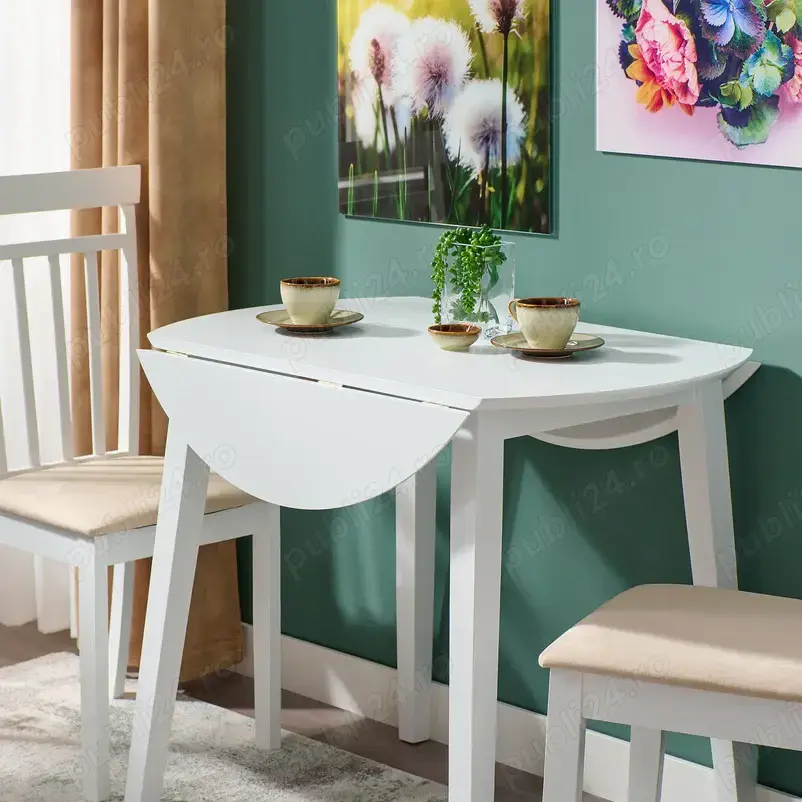 Vind urgent set masa pliabila cu 2 scaune alb   wenghe Thyler.Produs NOU!