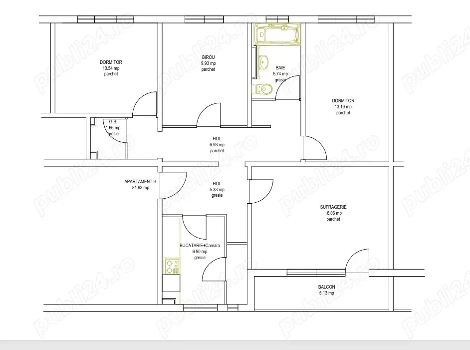  Apartament decomandat 4 camere, 2 băi, et. 2 din 4, Timișoara, zona Circumvalatiunii, comision 0%
