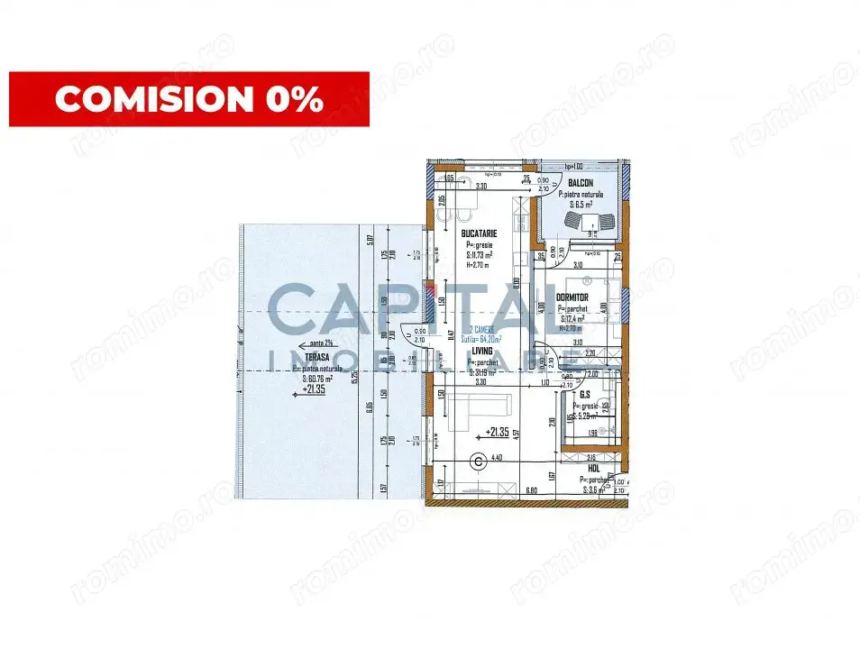 Apartament 2 camere Marasti cu terasa mare