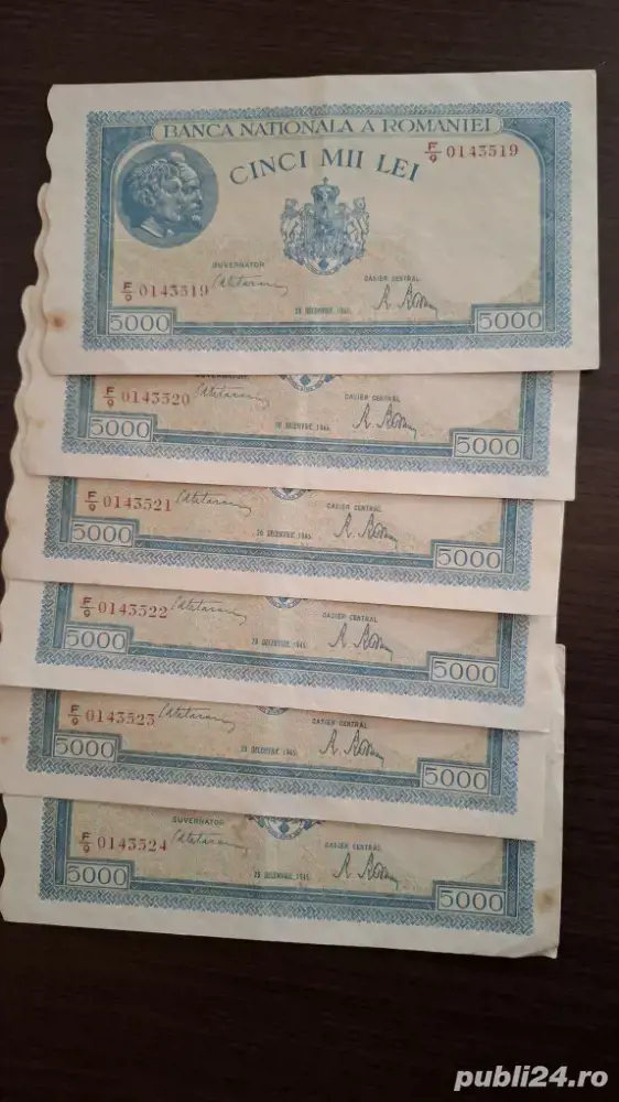 bancnote bani 5000 lei 1945