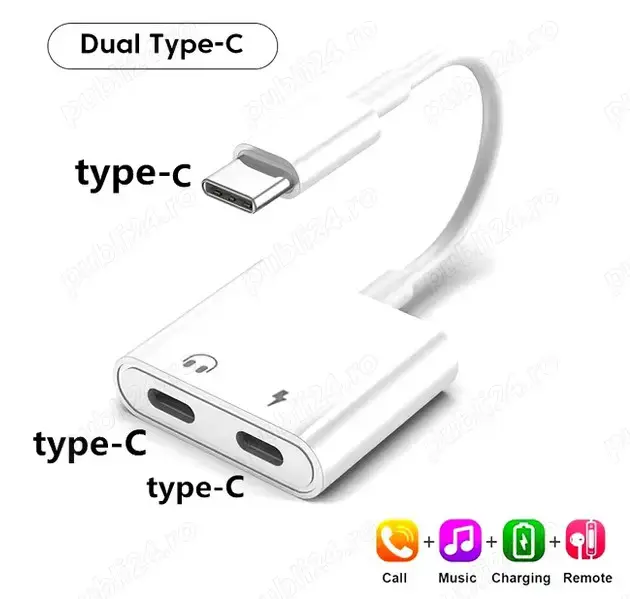 Adaptor USB-C tata to 2 x USB-C mama