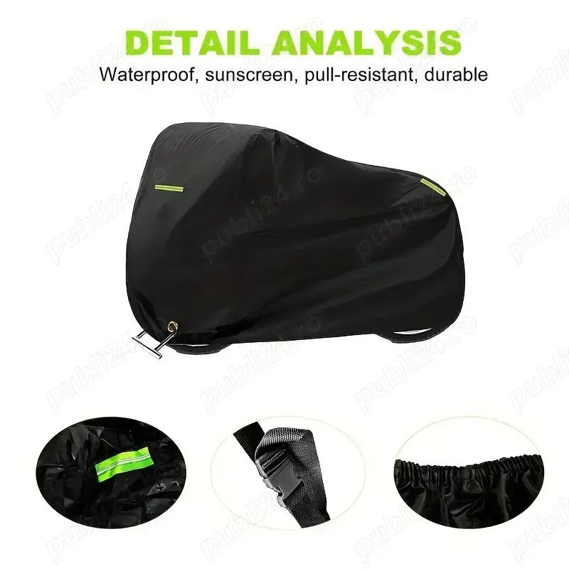 Prelata husa neagra moto scuter motocicleta S 190cmx85cmx115cm­ poliester elastic fata spate inchide