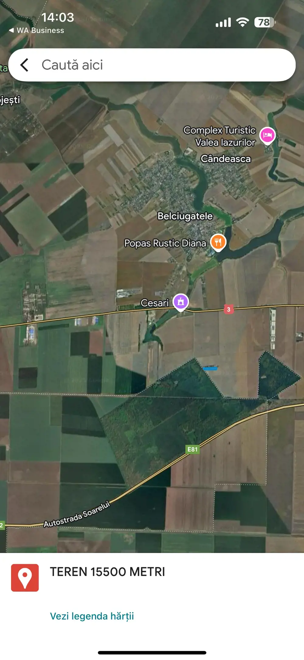 Teren extravilan in Valea Belciugatele 15500mp