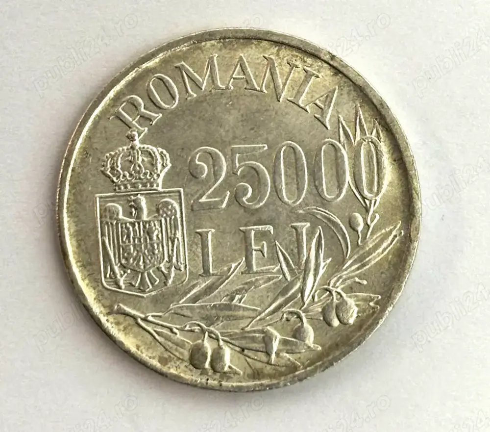 moneda din argint regele Mihai I - 25000 lei 1946 pentru colectie botez