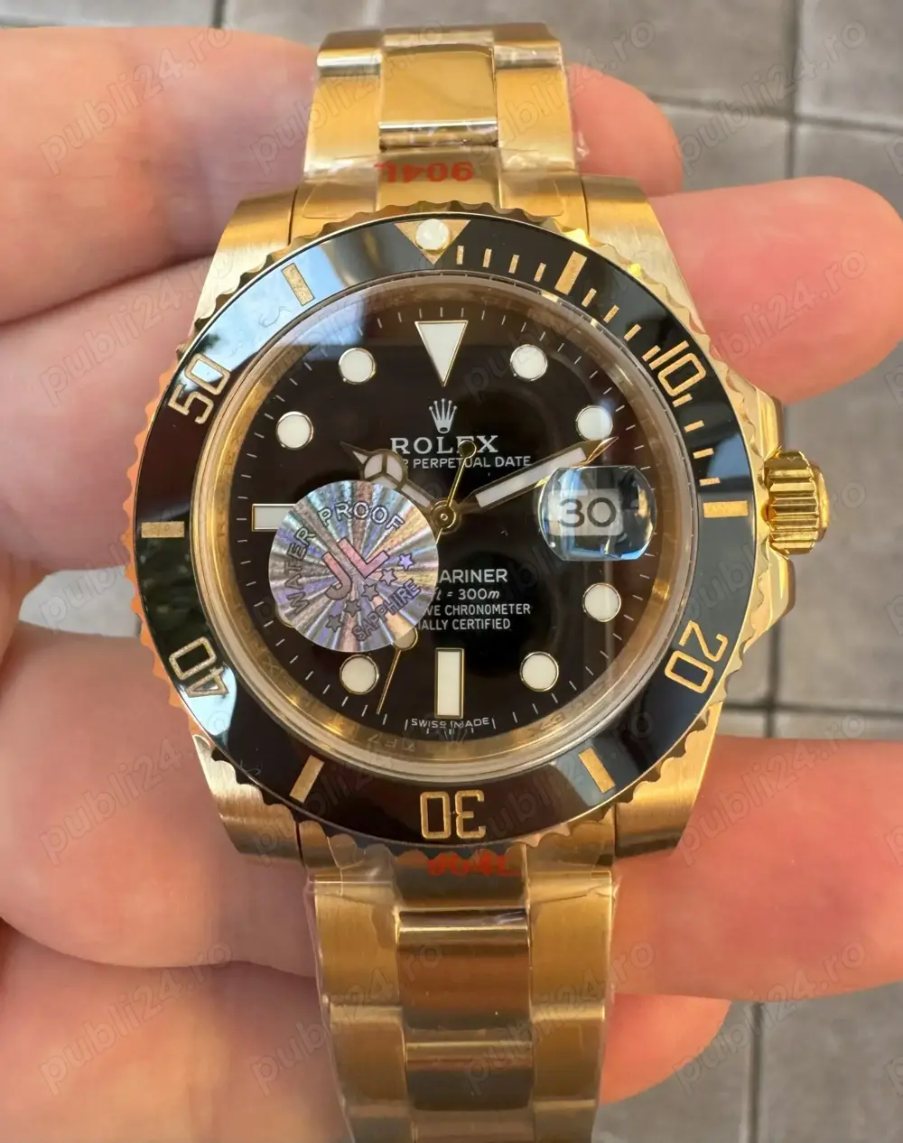 Rolex Submariner Gold Automatic Safir Ceramic mecanism japonez Miyota 8215 40 mm replica clona 1 la 