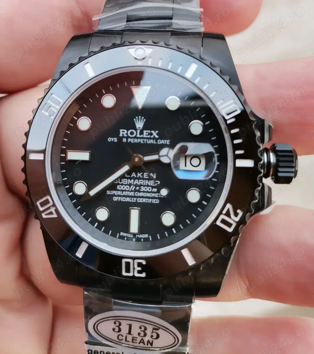 Rolex Submariner Black 3135 904L Ceramic Safir 40 mm