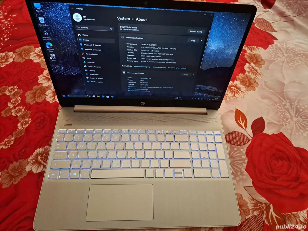 Laptop HP 15.6'' i7-1260P 16GB DDR4 SSD 512GB Video Iris Tastatura Iluminata