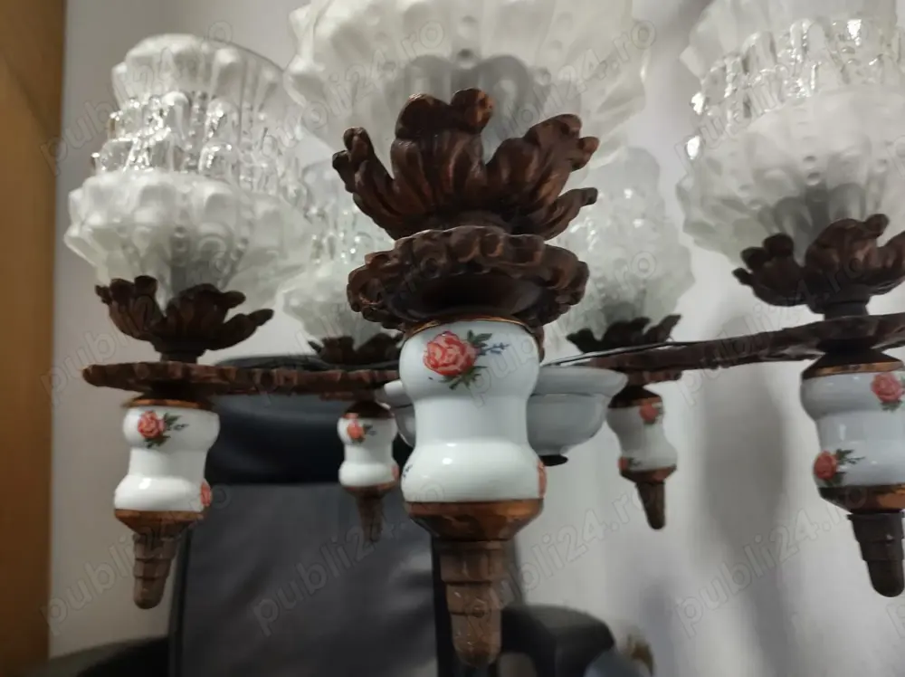 Candelabru Lustra 5 becuri Ceramica Antic 
