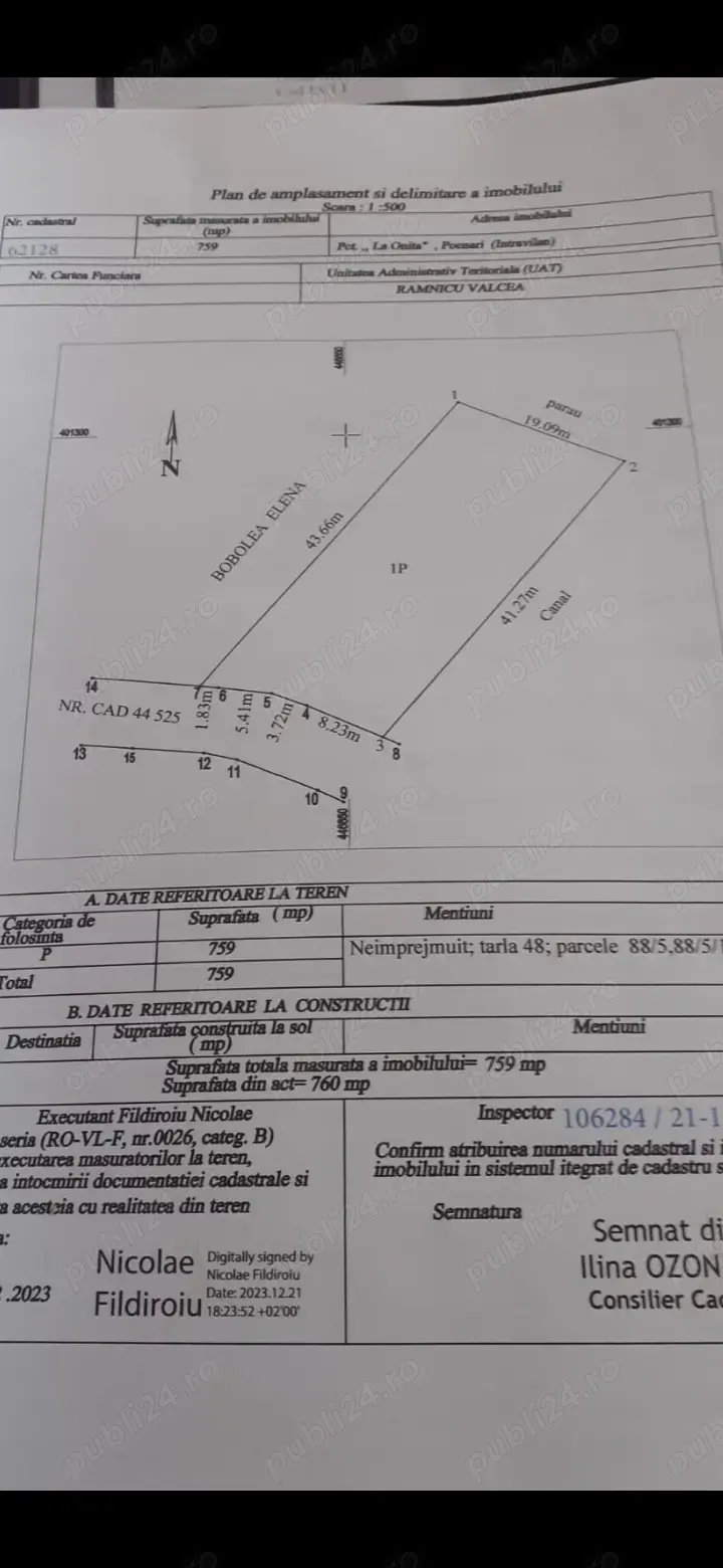 Teren de vanzare 758mp intravilan  cu acces la toate utilitatile