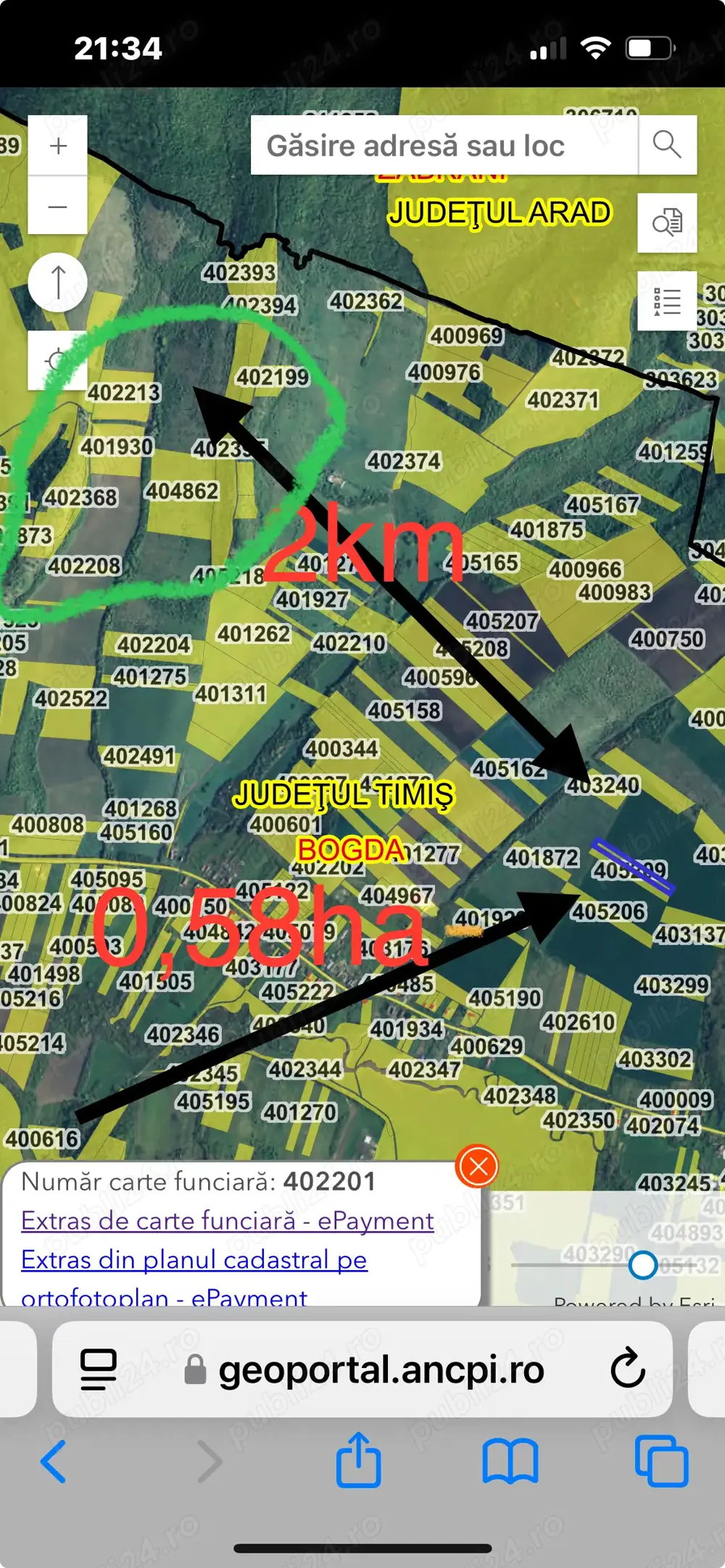 Vand 4,7ha arabil in Bogda, jud. Timis o parcela de 2,5ha restul mai mici, 10500  ha