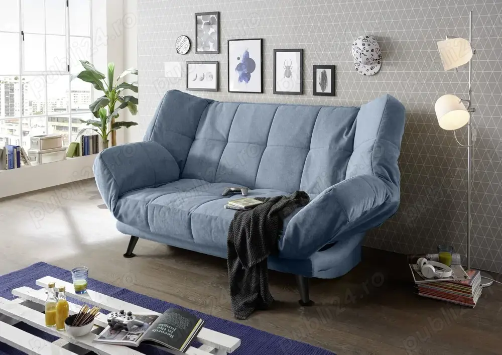 Canapea extensibila Ikar Denim, 98 x 102 x 208 cm, bleumarin NOUA!