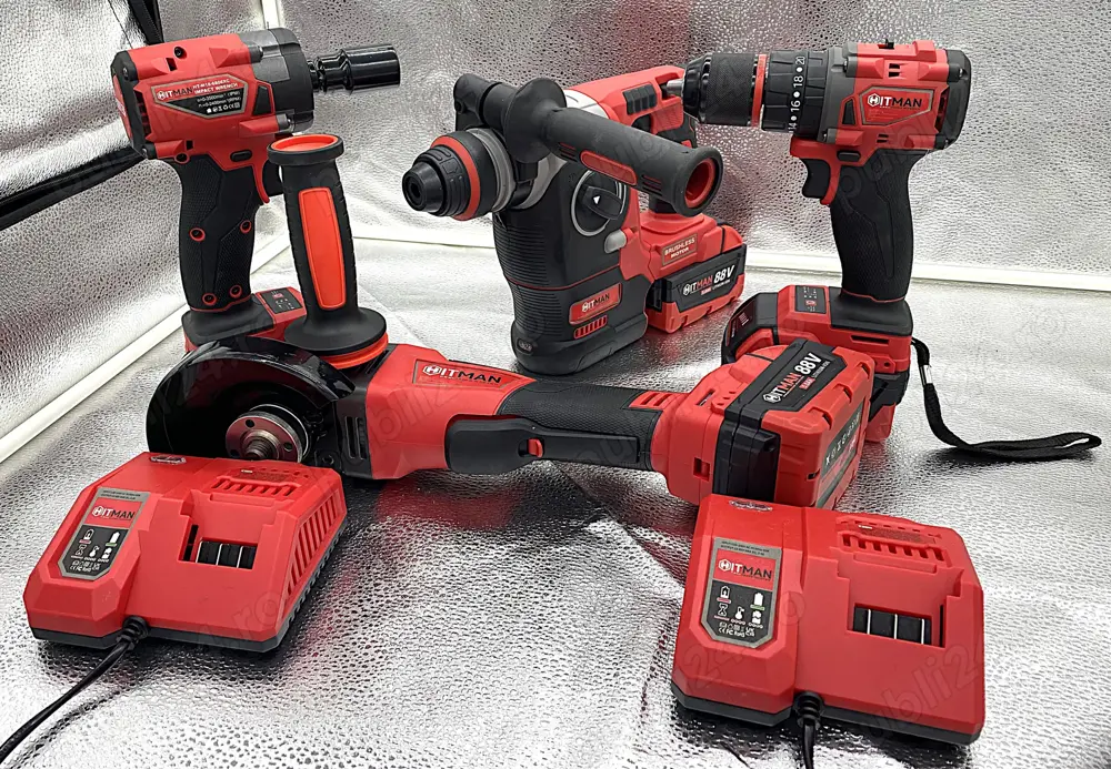 Set scule Hitman 88V, 4 unelte, 4 baterii, putere maxima!