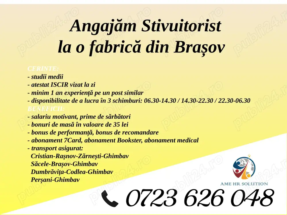 Angajăm Stivuitorist