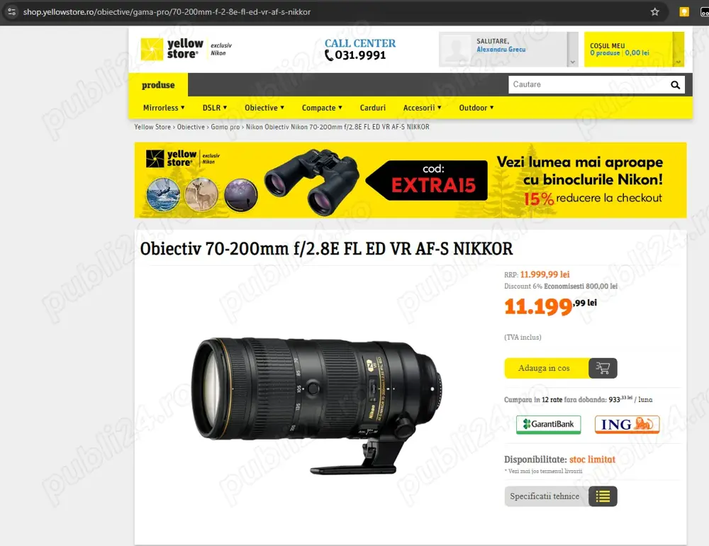 Obiectiv Nikon 70-200mm f 2.8E FL ED VR AF-S Nikkor