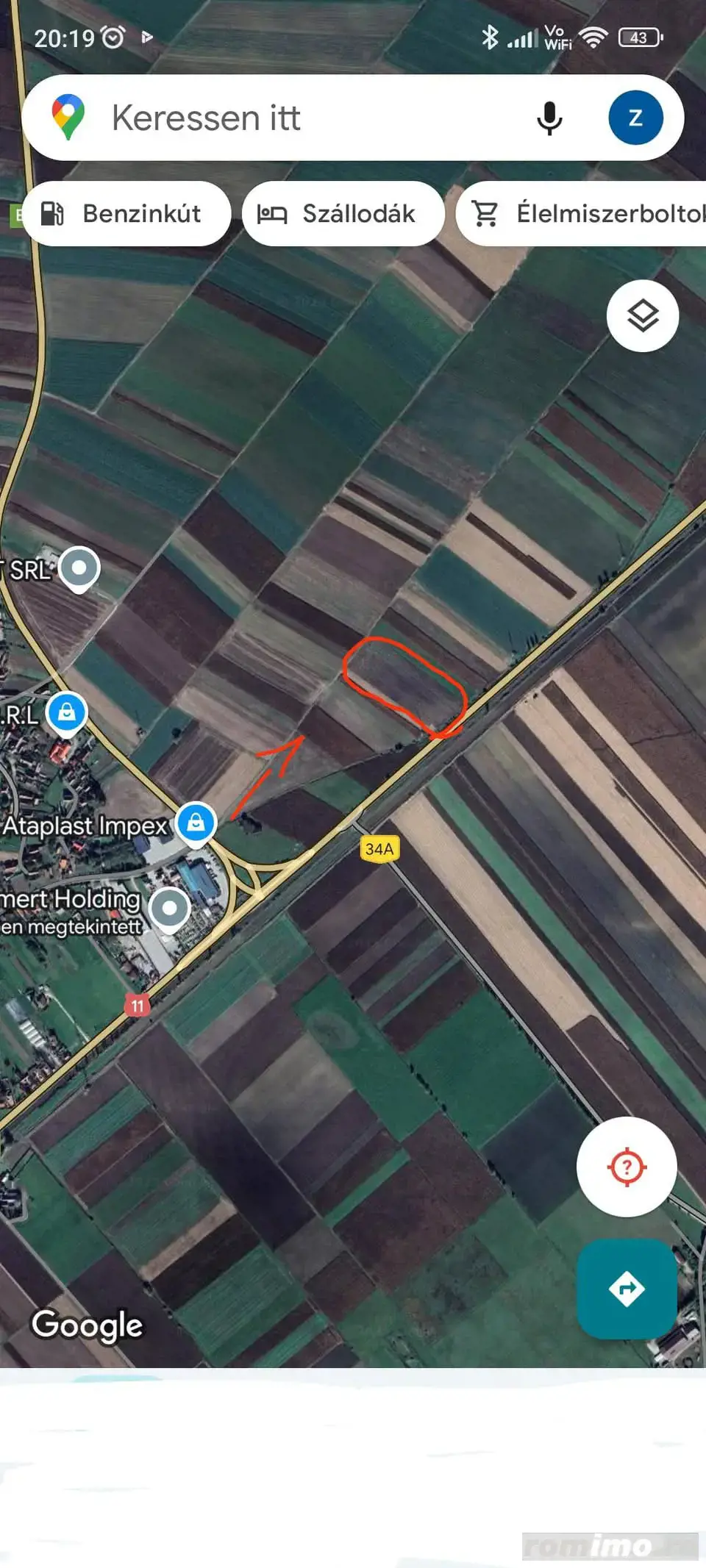 De vânzare teren extravilan lâng  drum DN11