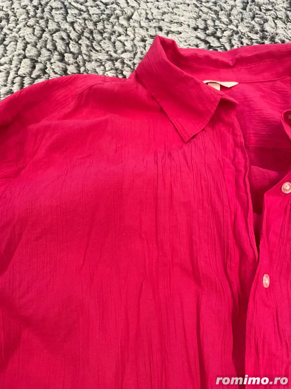 Camasa noua H&M,XLbumbac creponat fucsia,oversize,lunga