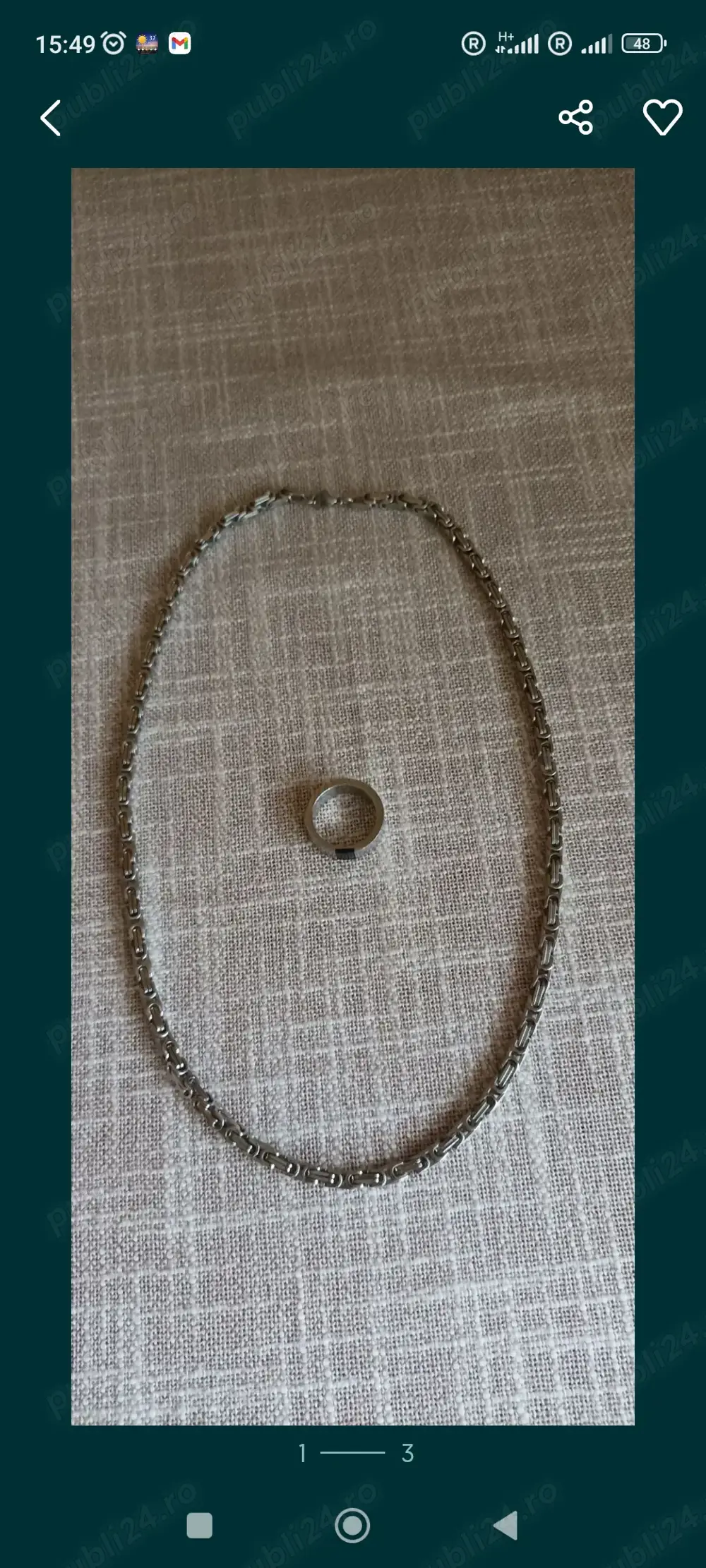 Colier lănțișor și inel