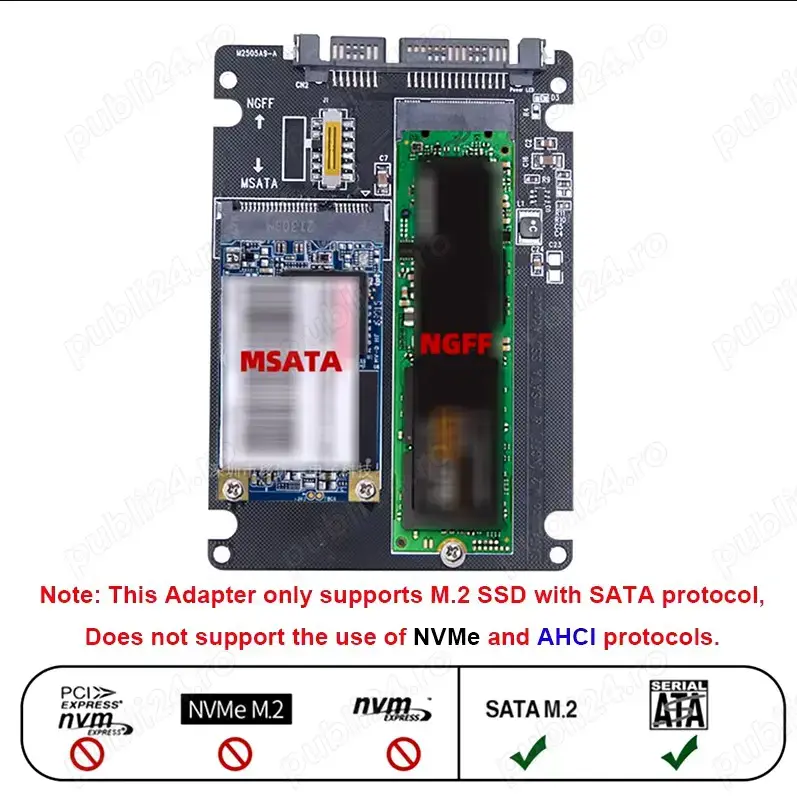 Adaptor M.2 NGFF ssd sau MSATA ssd