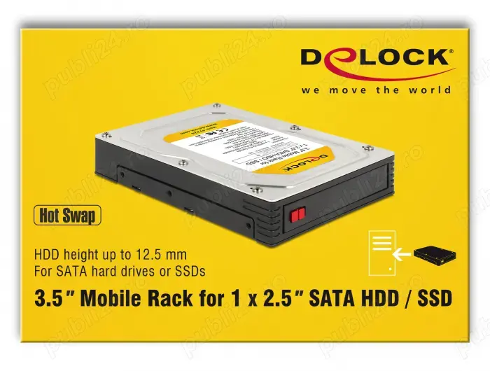 Delock Carcasă HOT SWAP 3.5  pentru 1 SAU 2 x SATA HDD   SSD de 2.5 