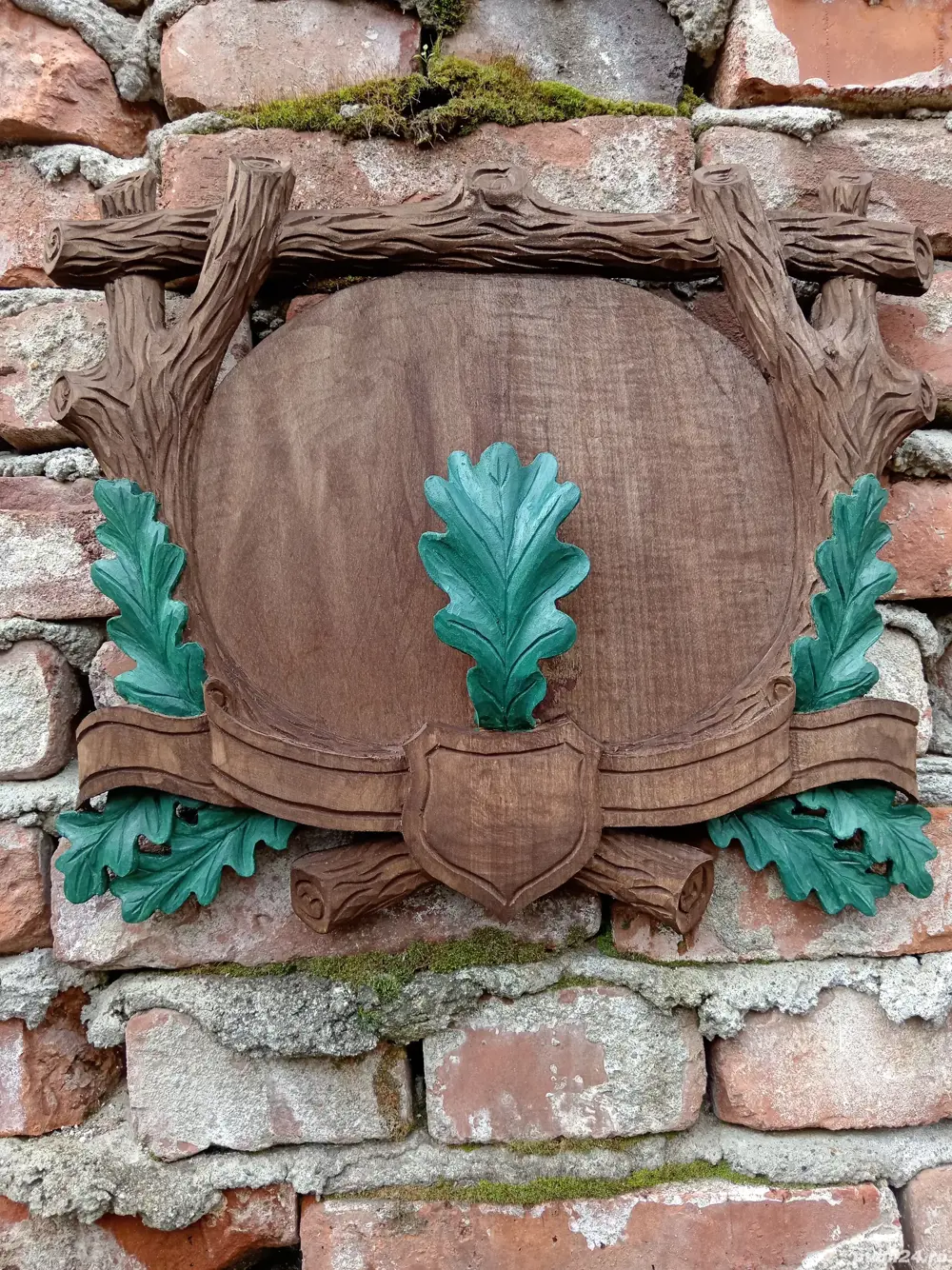 Panoplie trofeu colți mistreț sculptate 