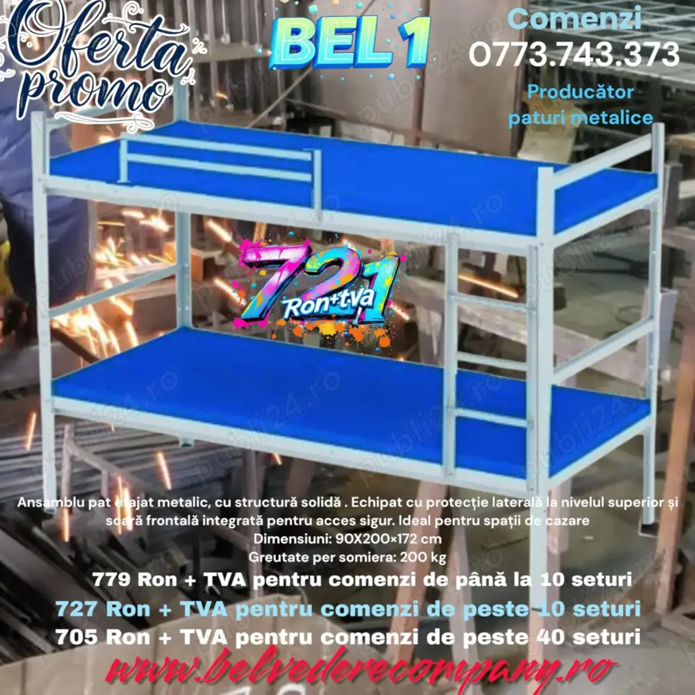 OFERTĂ PROMO Pat Metalic Etajat - Model BEL 1 ! 