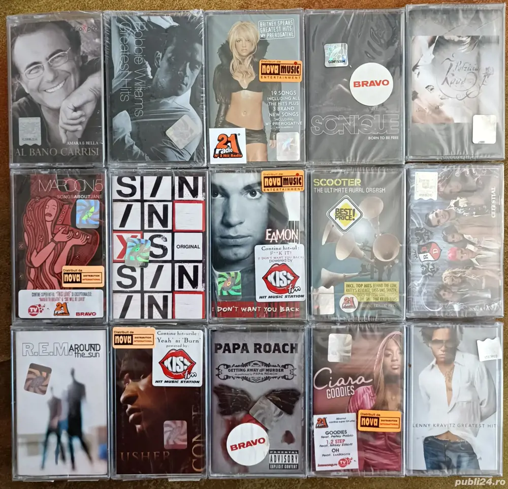 Casete sigilate cu muzică Pop , Rock Hip Hop  