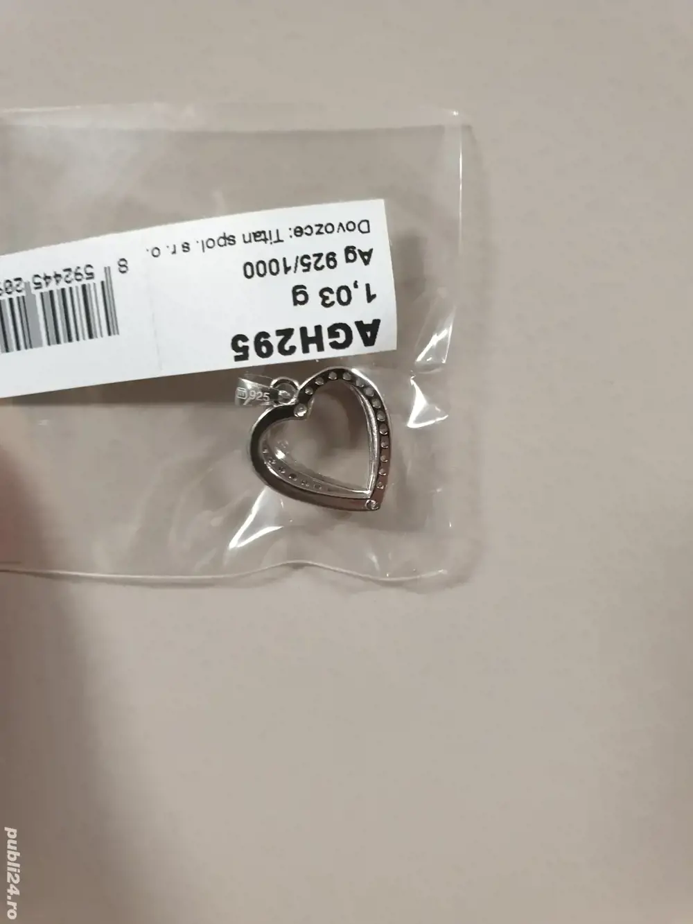 Pandantiv argint inima nou si cadou