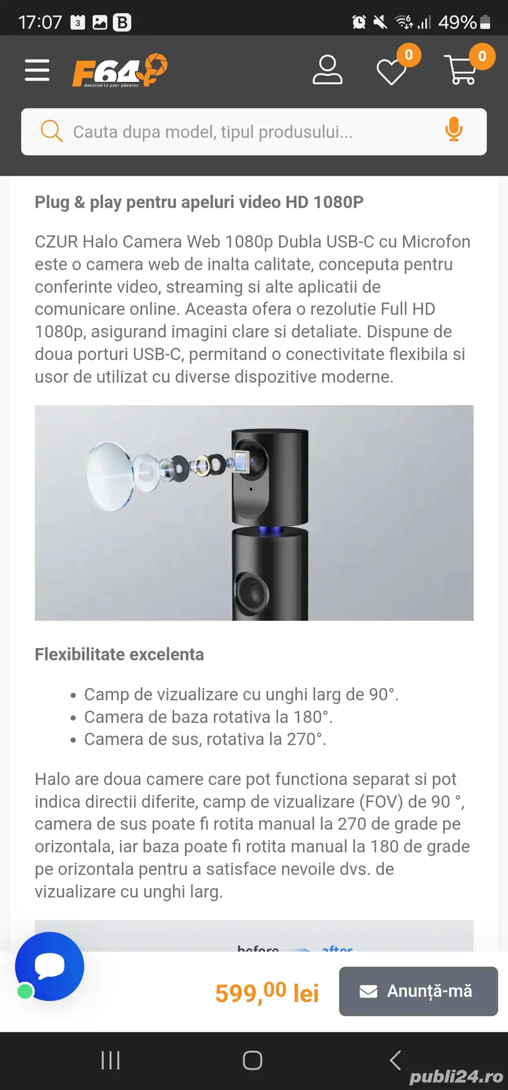 Camera CZUR Halo X - Dual Webcam, noua, sigilata