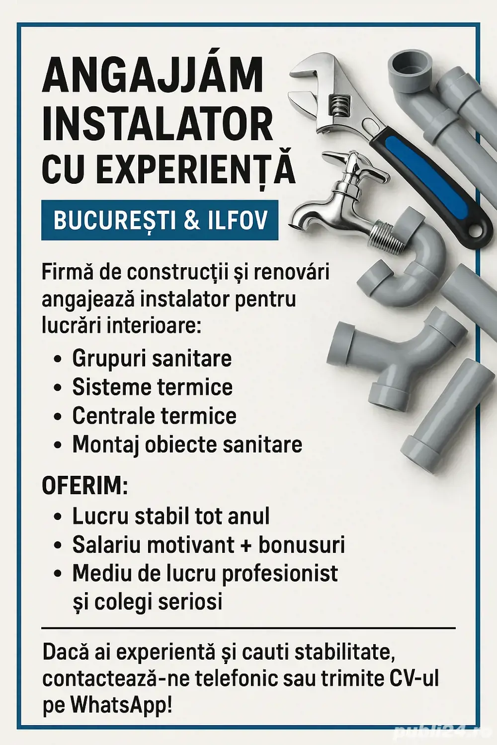 Angajam instalator 