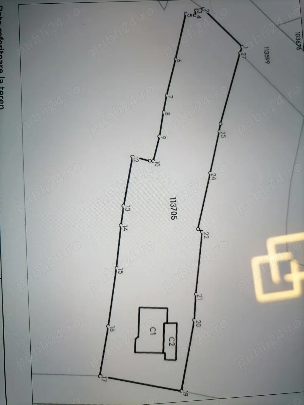 Vand teren 22 ari+ casa veche cu 4 camere + gradina 600 mp