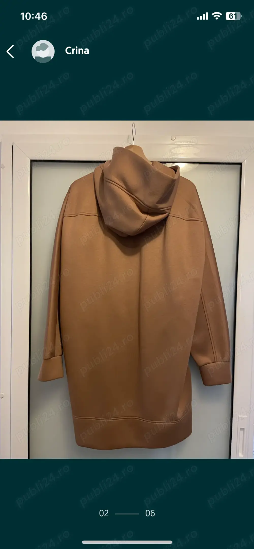 COS Hanorac dama M  L, nou oversize, maro cu gluga