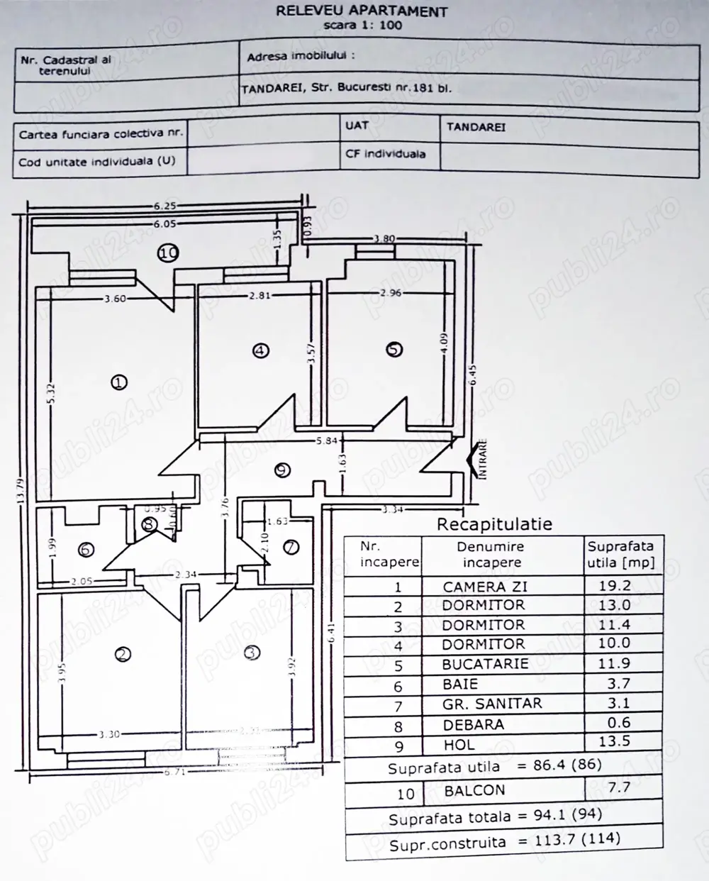 Apartament central 4 camere Tandarei