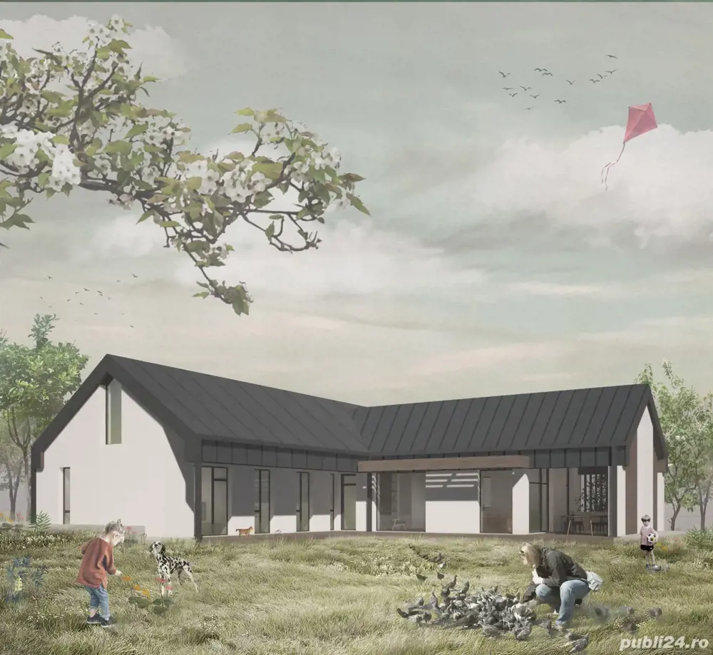 proiect casa, fundatie executata si teren 1000m2 Valea Adanca