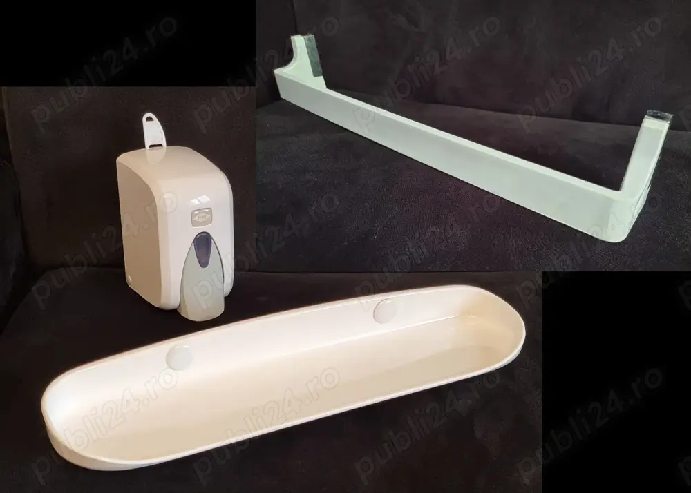 Set 3 accesorii baie, bara prosop, dozator sapun si polita raft baie