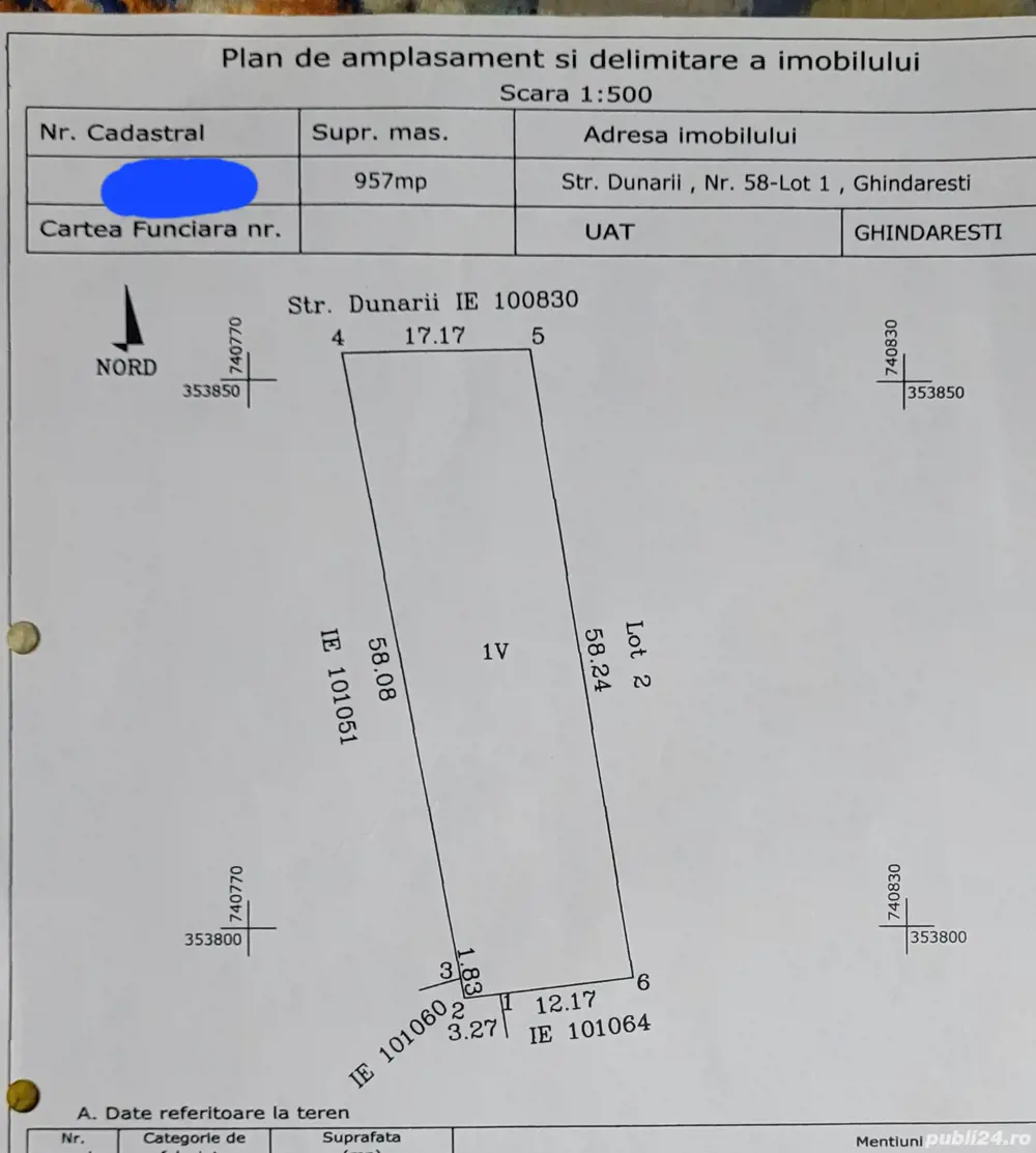 Teren intravilan în Ghindărești Teren intravilan în Ghindărești