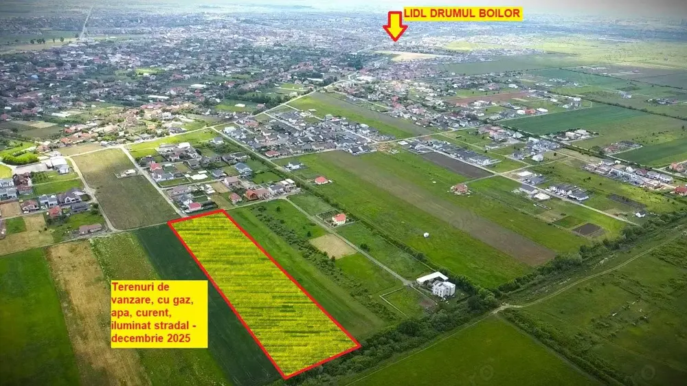 Terenuri de vanzare Mosnita, cu gaz, curent, apa retea